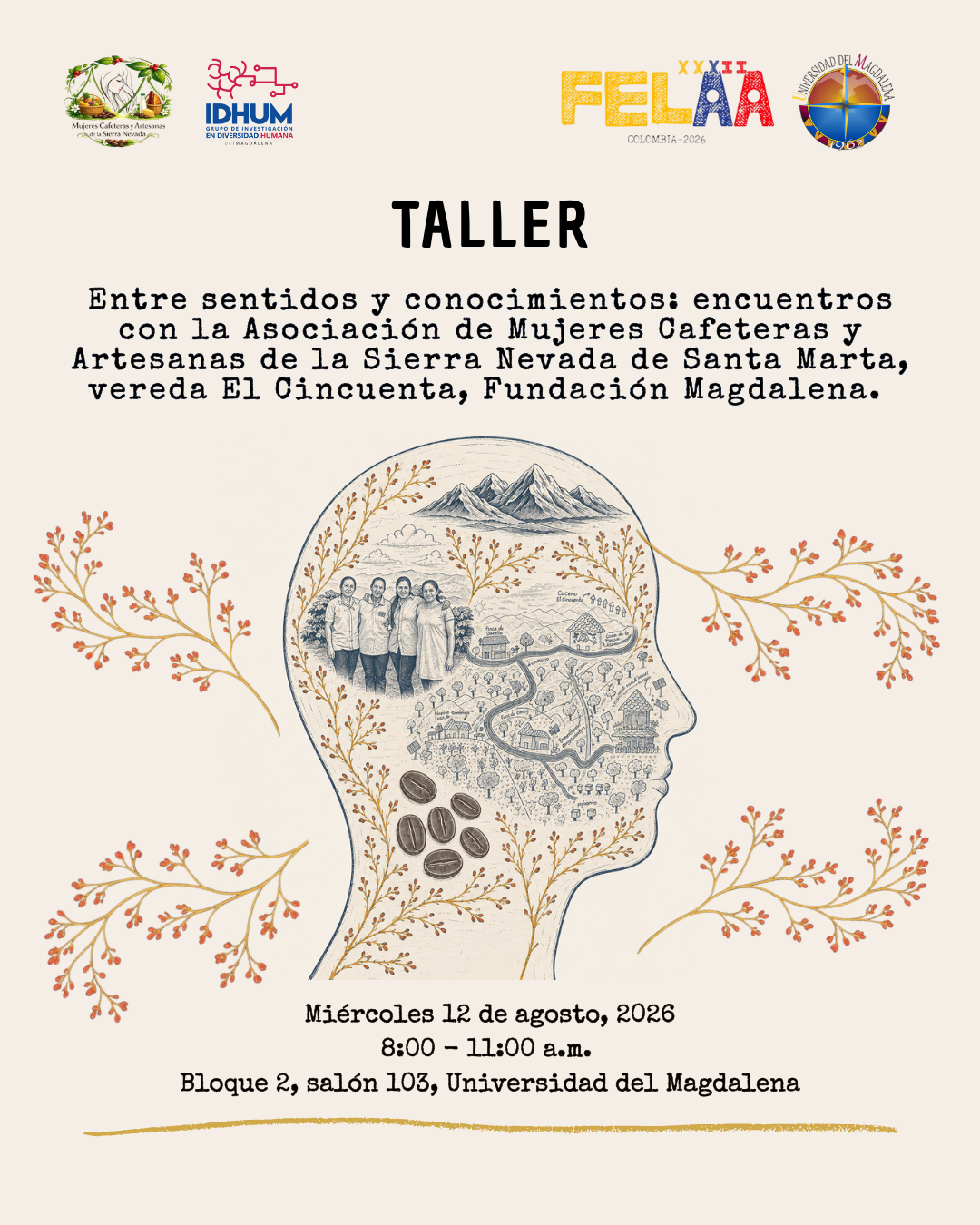 Afiche del taller Entre sentidos y conocimientos